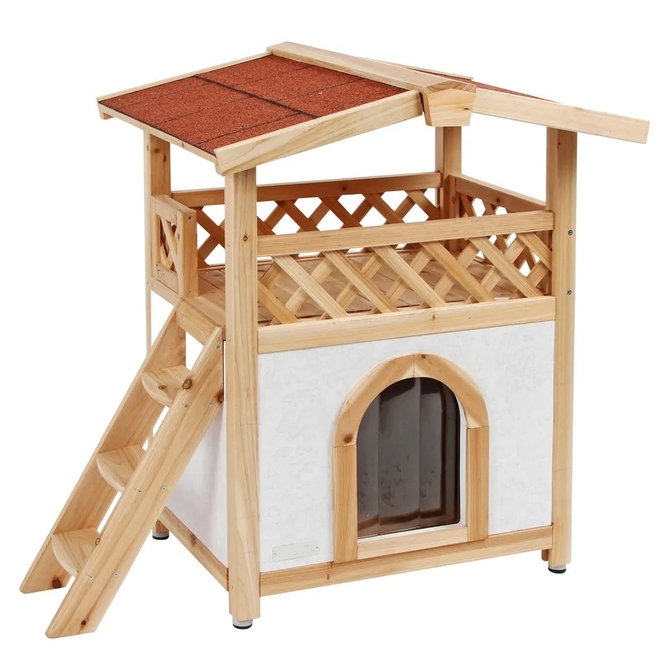 kerbl-pet-katzenhaus-tyrol-alpin-88-x-57-x-77-cm-hellbraun-wei-rot-wetterfestes- image 1