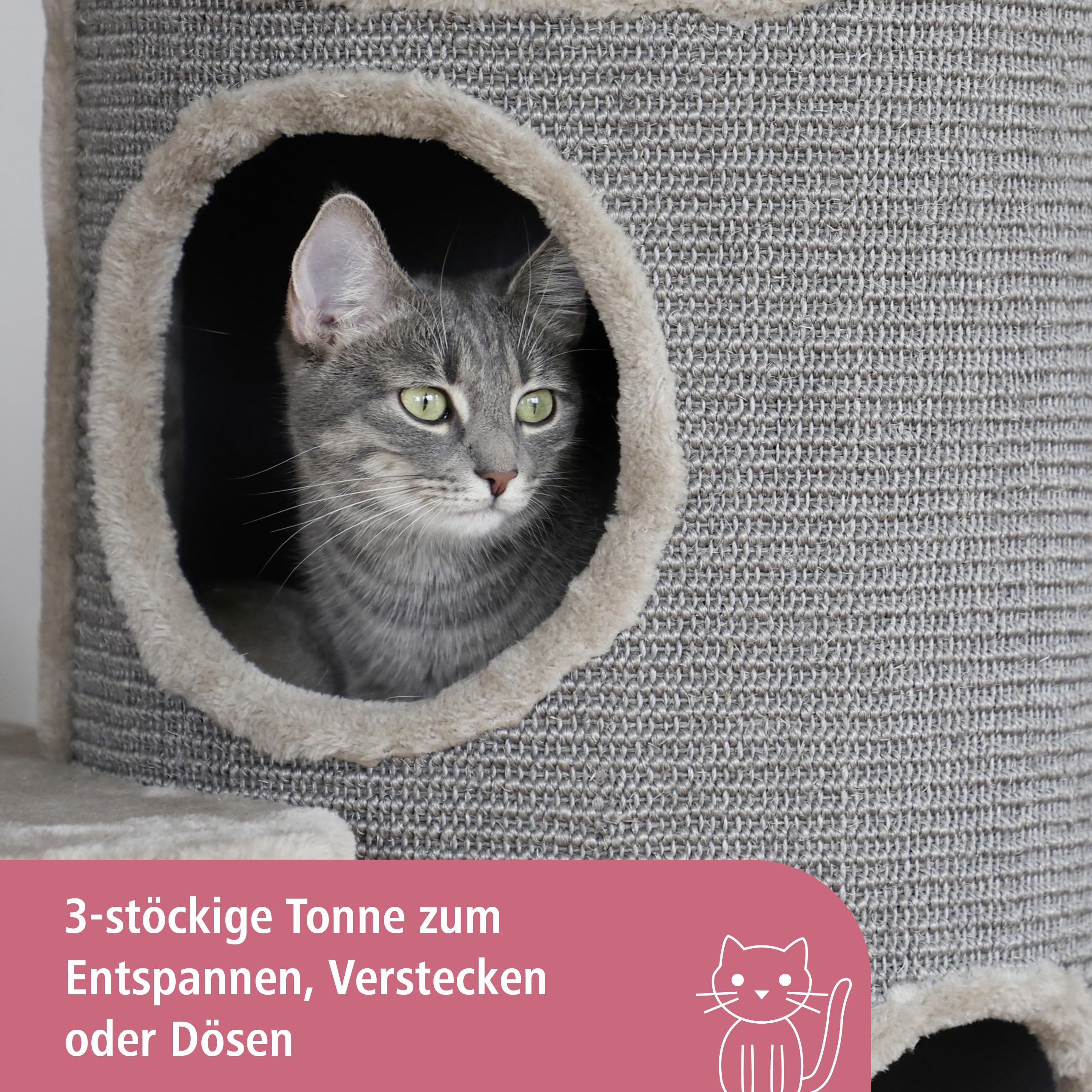kerbl-pet-kratzbaum-tiana-grau-73-5-x-45-x-130-cm-f-r-mehrere-katzen image 2