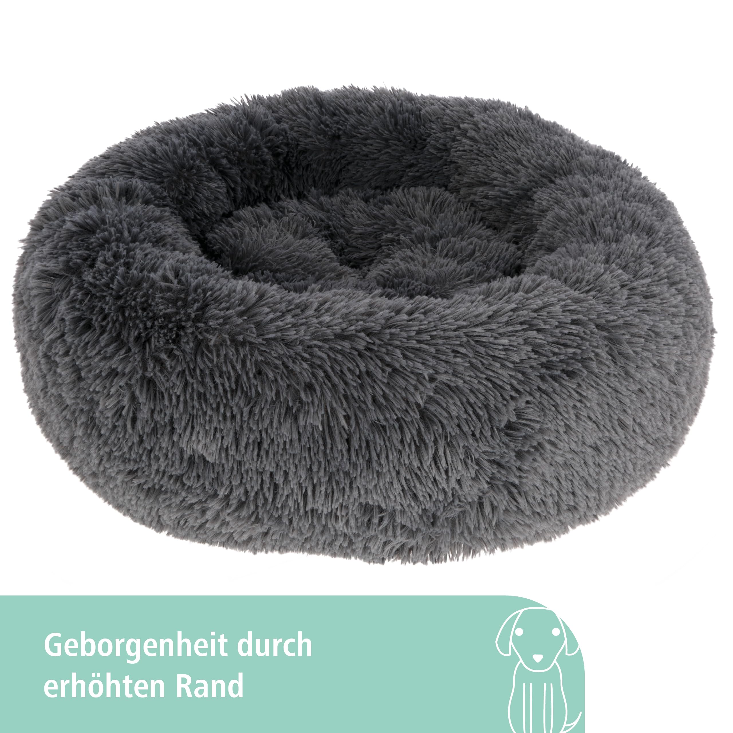 kerbl-pet-kuschelbett-fluffy-rund-hundebett-und-katzenbett-grau-60-cm-x-h-18-cm image 5