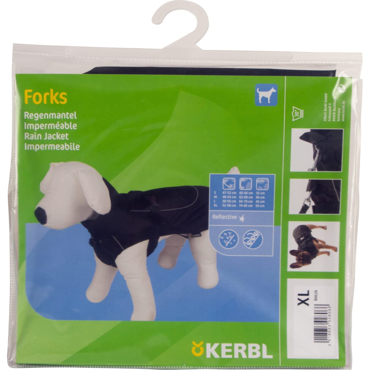 kerbl-pet-regenmantel-forks-hundemantel-schwarz-l-45-cm image 8