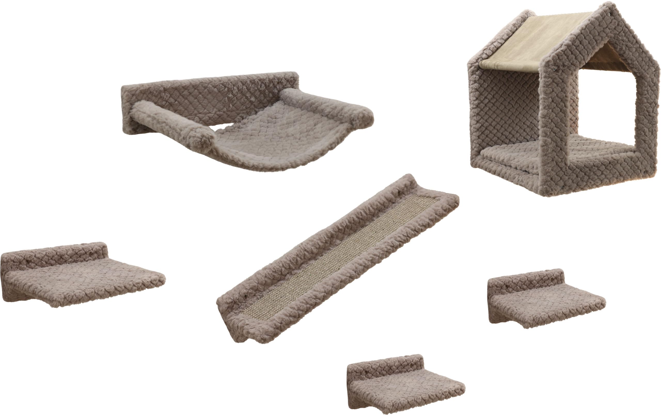 kerbl-pet-kletterwand-monte-baldo-taupe-6-teiliger-wandkratzbaum-mit-sisal image 1
