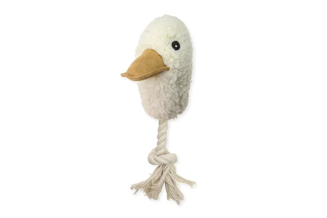 karlie-ente-mit-seil-hundespielzeug-pl-sch-beige-24x13x10-cm image 1