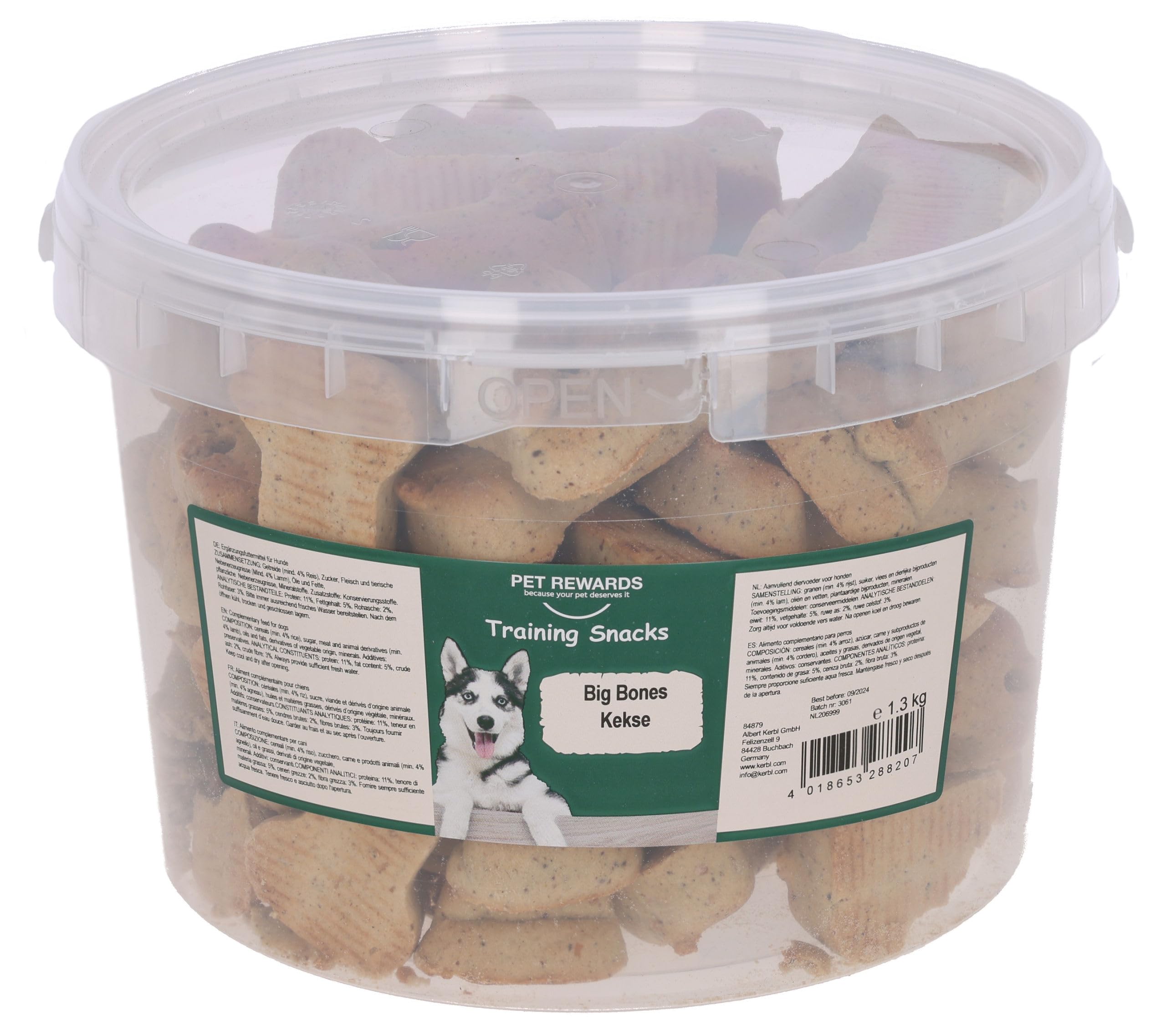 kerbl-big-bones-hundekekse-1300-g-im-eimer-knusprige-belohnung image 1