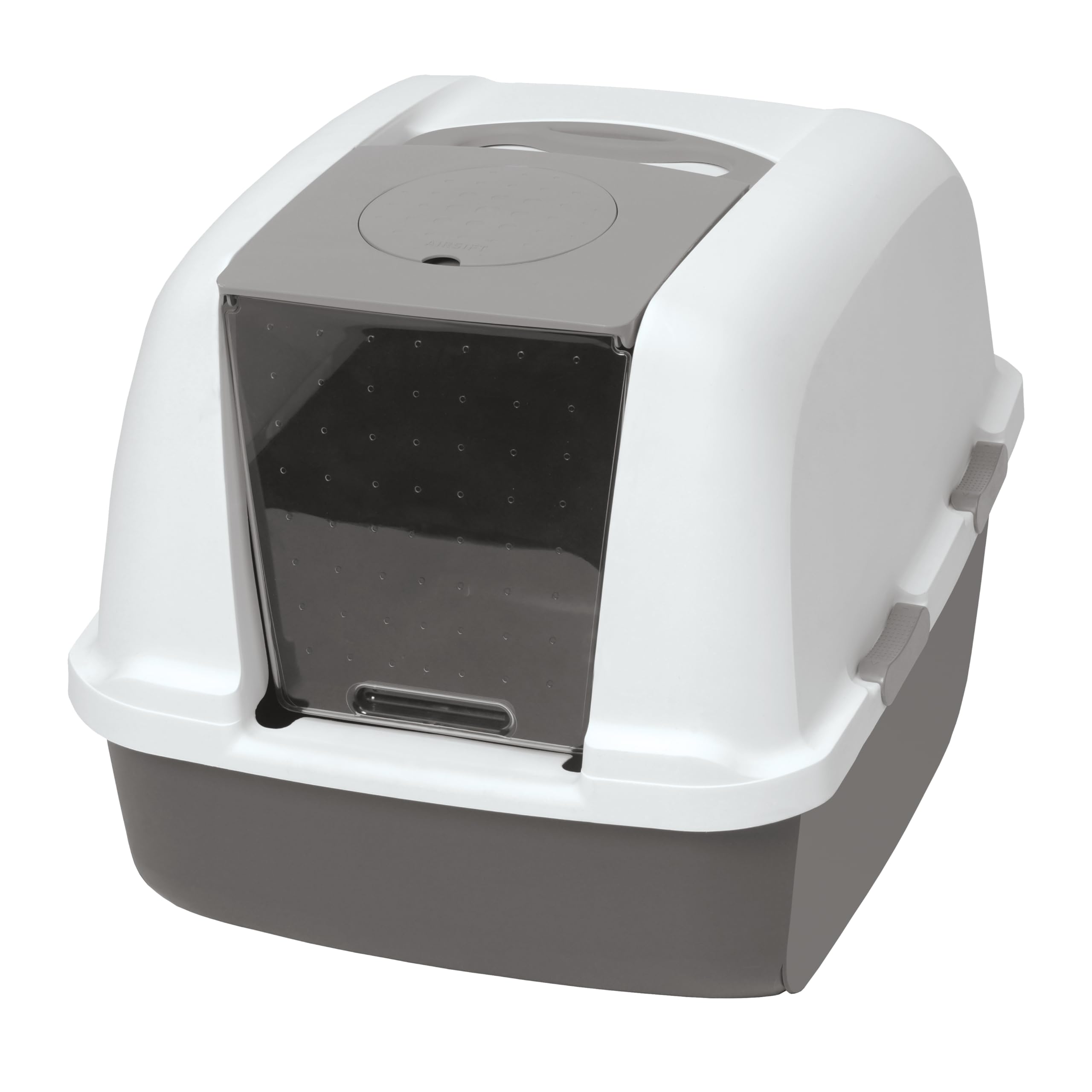 catit-jumbo-katzentoilette-mit-abdeckung-wei-grau-haubentoilette-mit-t-r-und-fil image 1