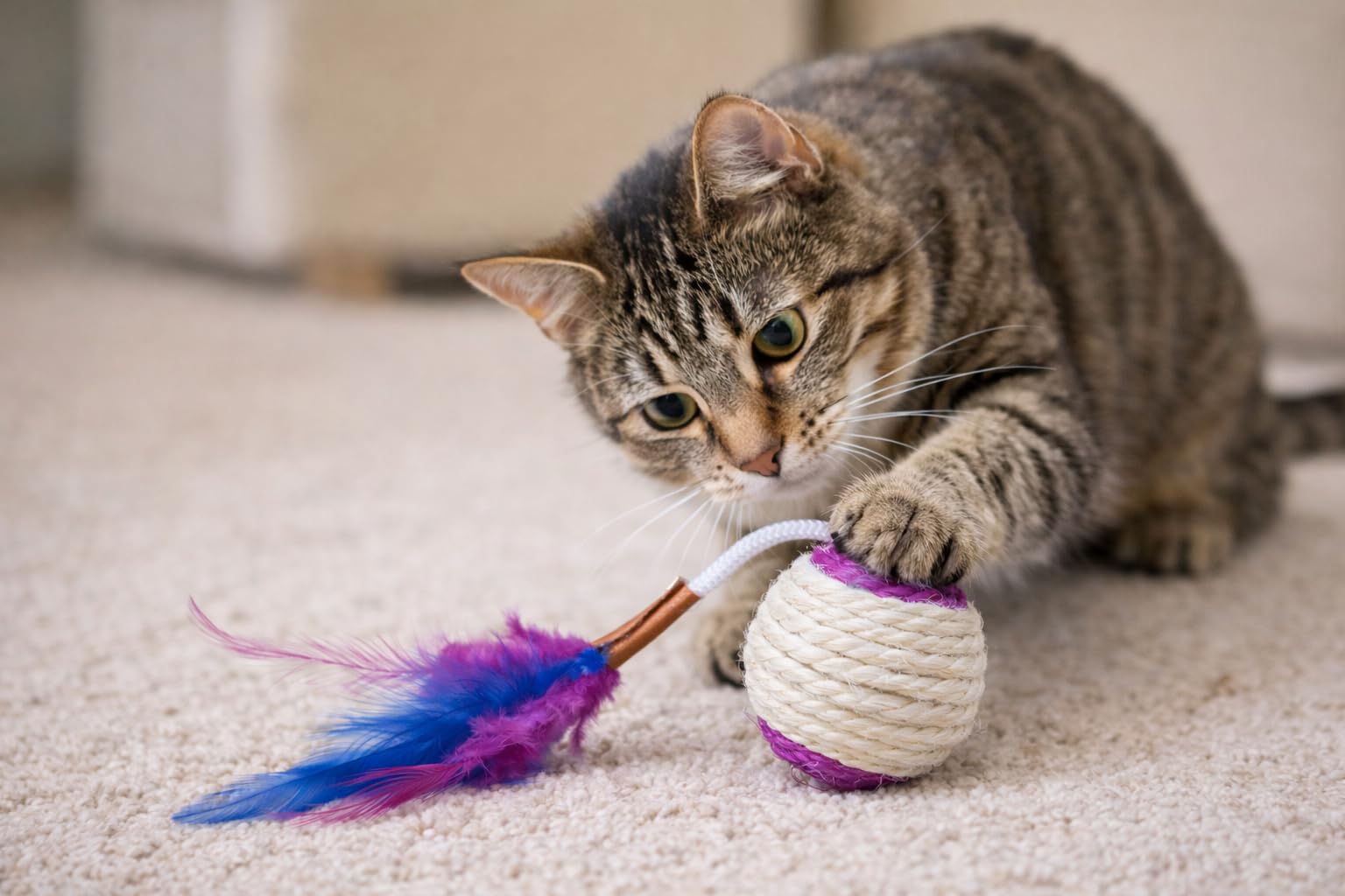 karlie-spielb-lle-mit-feder-und-rassel-katzenspielzeug-sisal-6-cm-sortiert image 5