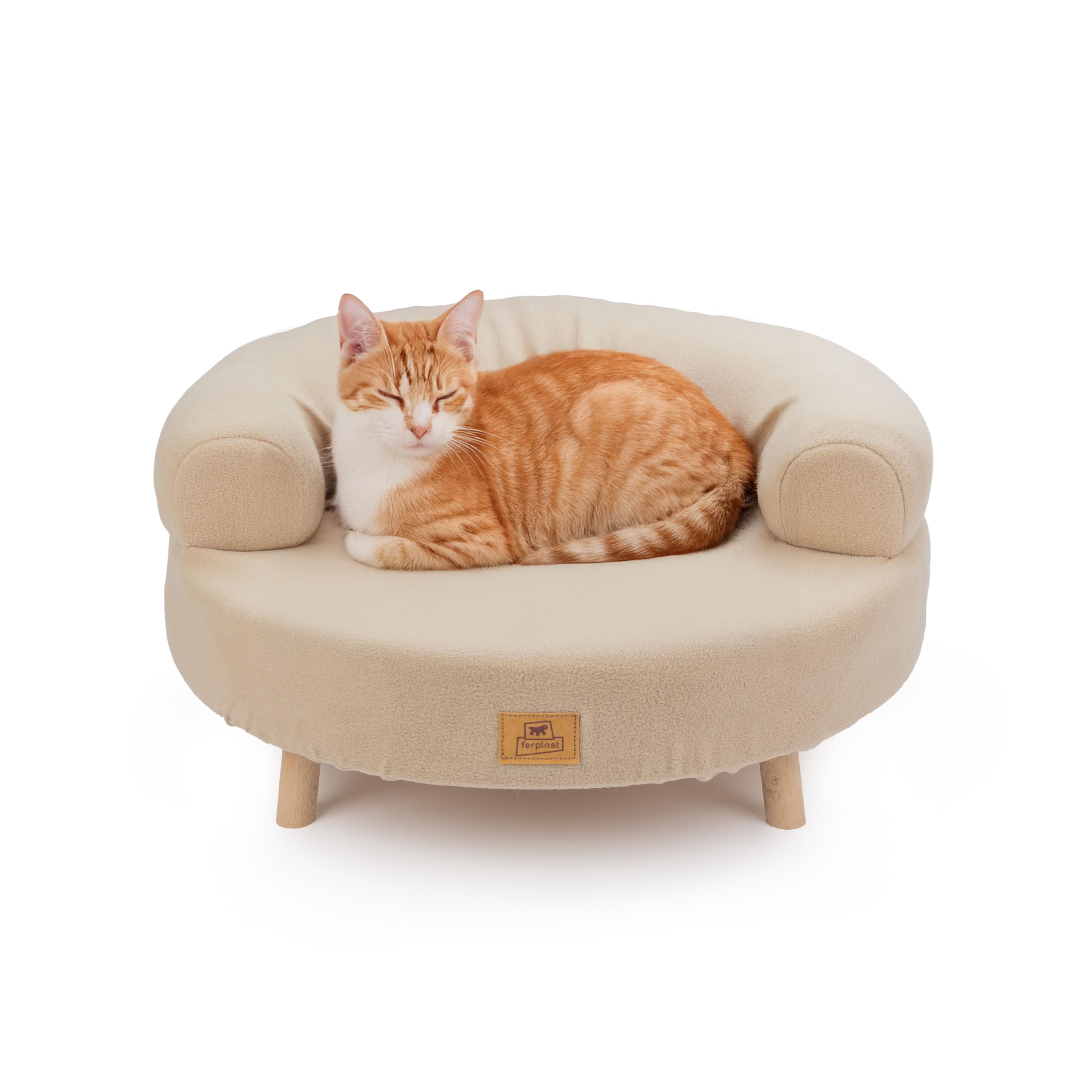ferplast-hundebett-katzenbett-holz-rund-durchmesser-56-x-h-29-cm-mit-kissen image 4