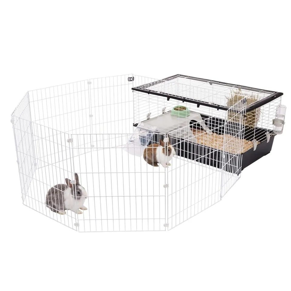 ferplast-parkhome-100-kaninchenk-fig-mit-freigehege-95-x-177-5-x-h-56-cm-inkl-zu image 1