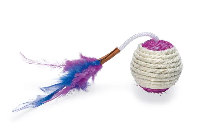 karlie-spielb-lle-mit-feder-und-rassel-katzenspielzeug-sisal-6-cm-sortiert image 1