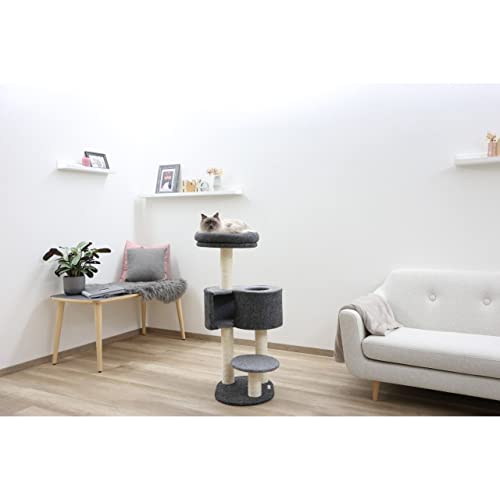 kerbl-pet-kratzbaum-fridolin-filz-grau-55-x-52-x-106-cm-mit-h-hle image 8