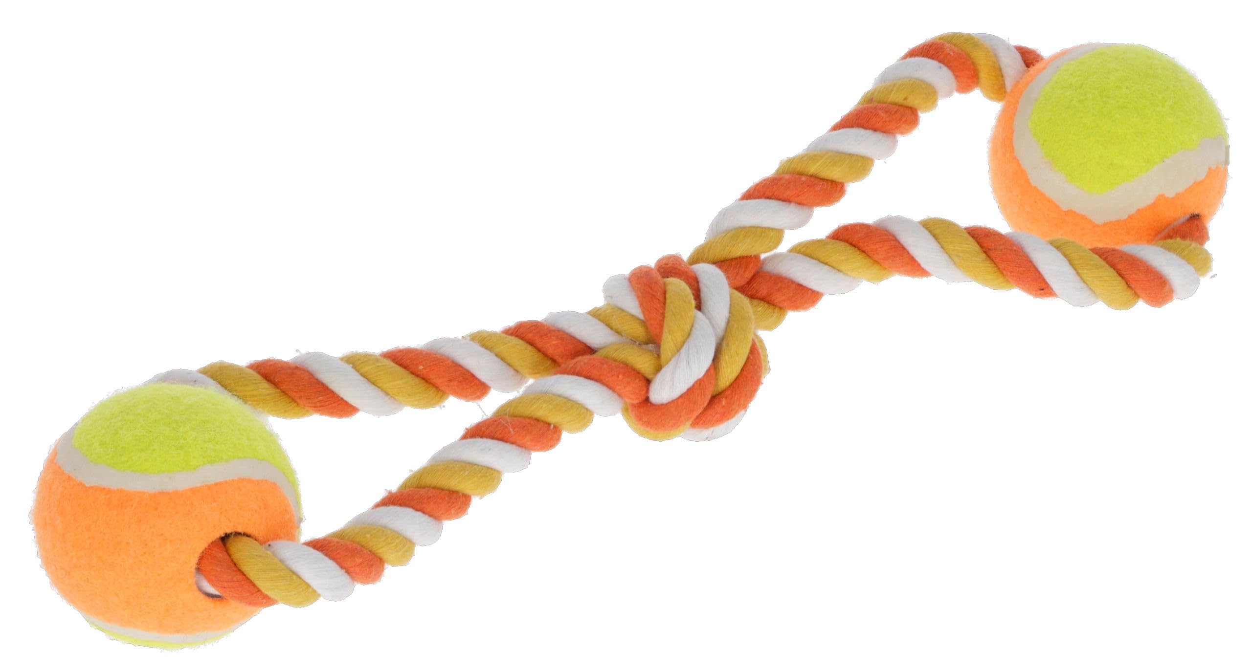 kerbl-pet-ziehspielzeug-b-lle-34-cm-orange-baumwolle-mit-tennisball-hundespielze image 1
