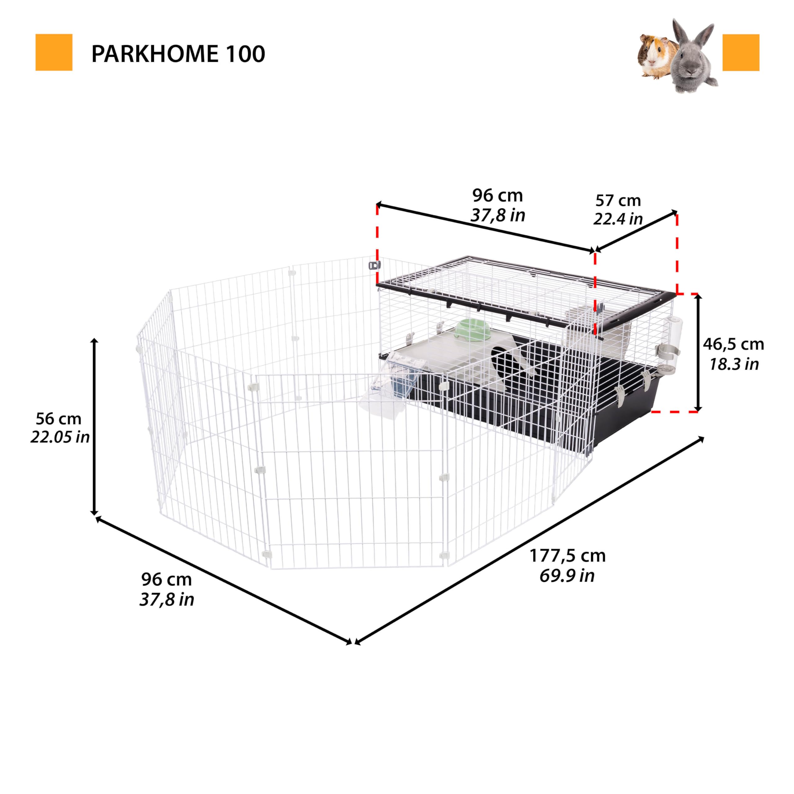 ferplast-parkhome-100-kaninchenk-fig-mit-freigehege-95-x-177-5-x-h-56-cm-inkl-zu image 3