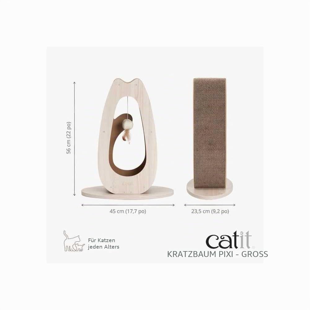 catit-pixi-kratzbaum-aus-karton-hoch-eichenoptik-mit-federball image 6