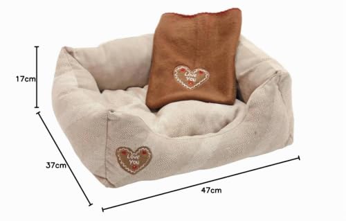 kerbl-pet-kuschelbett-love-you-beige-inkl-fleecedecke image 7