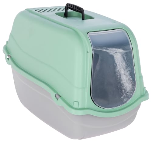 kerbl-pet-katzentoilette-minka-hellgrau-mint-57-x-39-x-41-cm-mit-haube image 5
