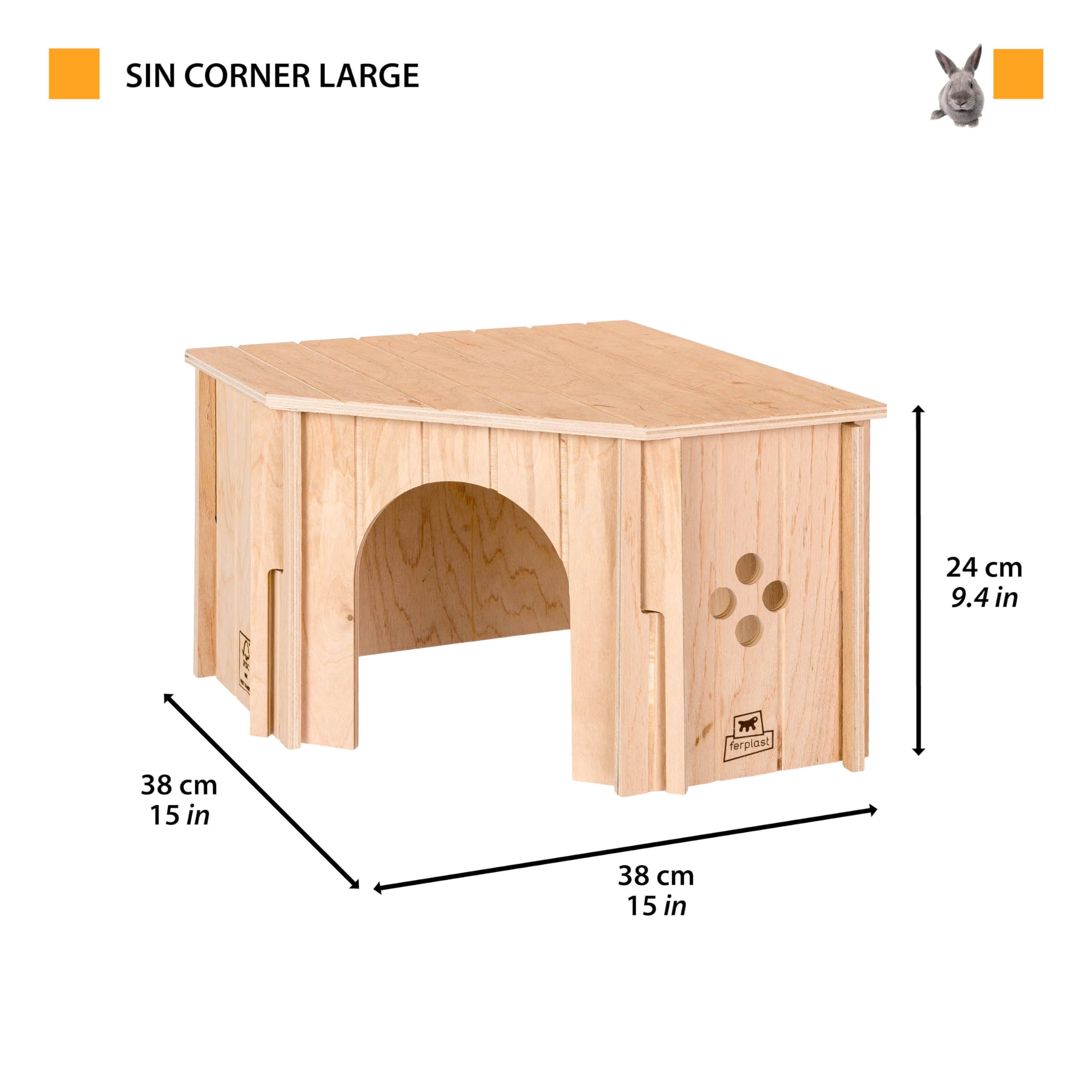 ferplast-sin-corner-eckhaus-l-kleintierhaus-holz-38-x-38-x-h-24-cm image 2