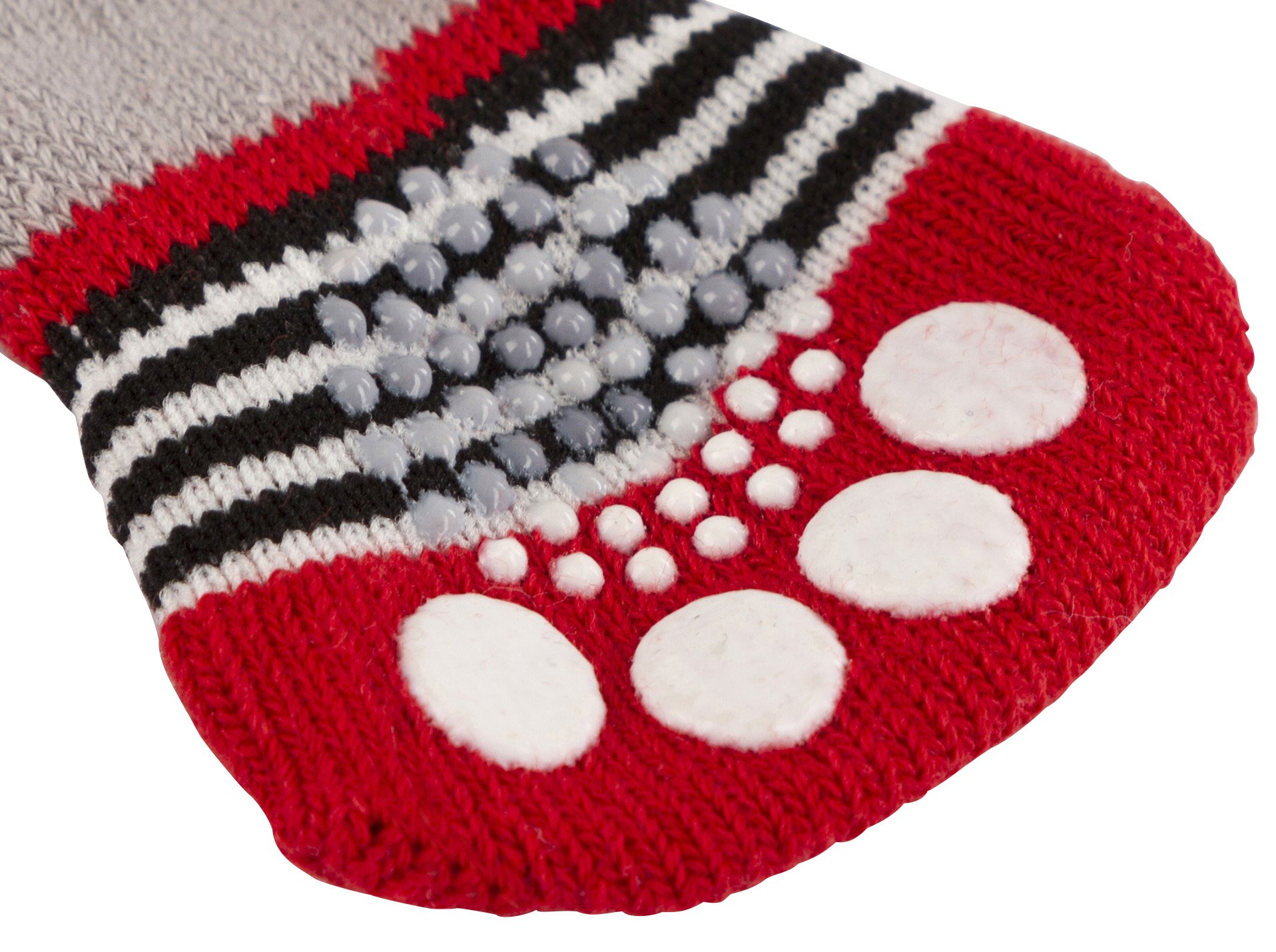 kerbl-pet-hundesocken-bruno-s-grau-rot-4er-set-mit-gummisohle image 2