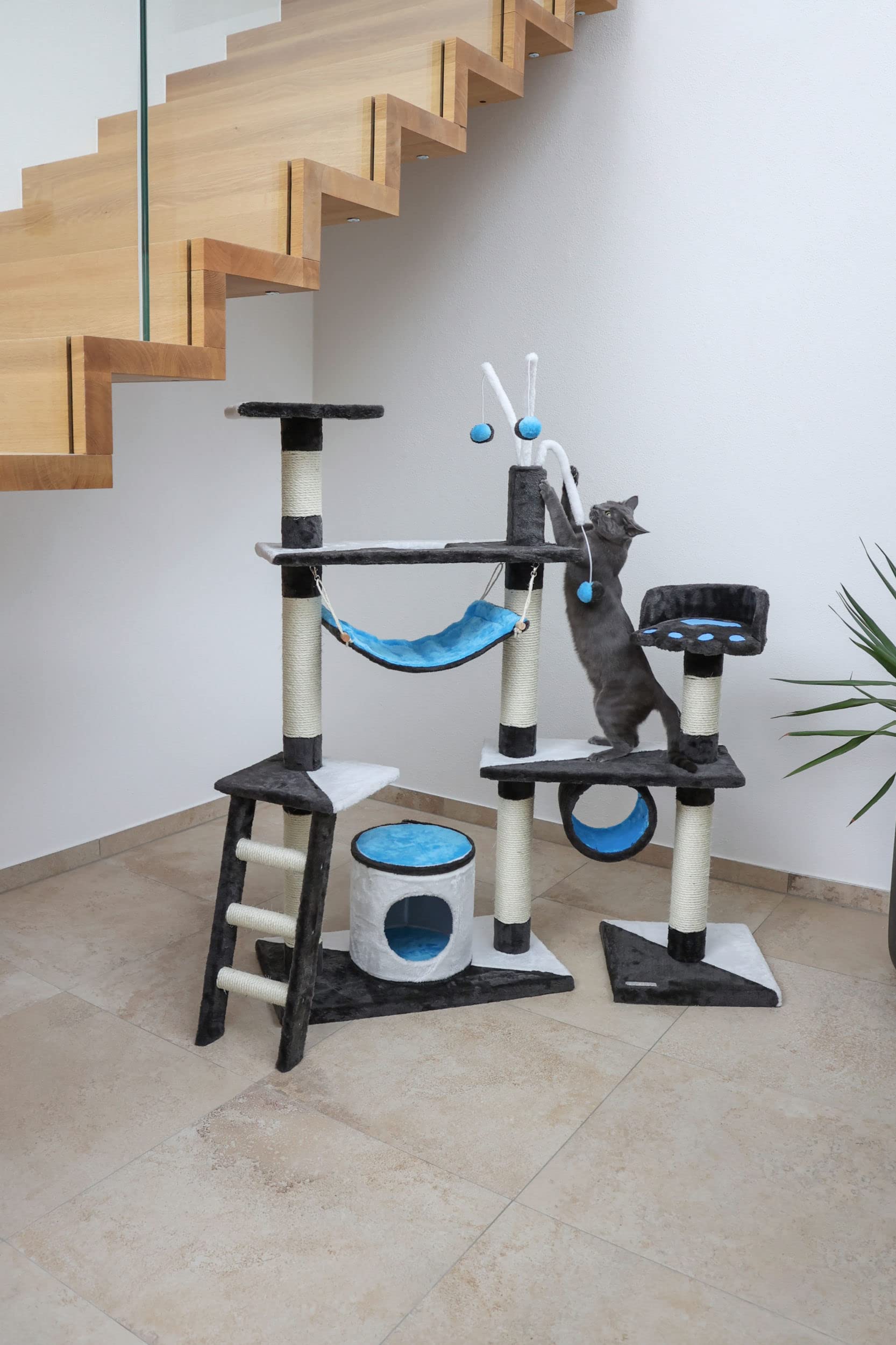 kerbl-pet-kratzbaum-creativ-anthrazit-blau-wei-h-he-150-cm image 3