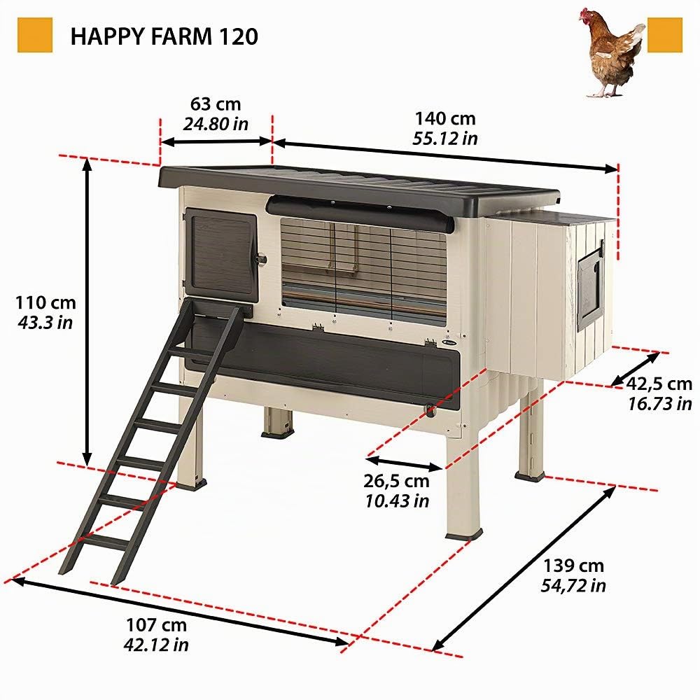 ferplast-happy-farm-120-h-hnerstall-f-r-ca-6-hennen-beige-140-x-139-x-110-cm image 2