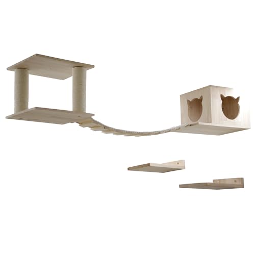 kerbl-pet-katzenspielplatz-top-natur-wei-5-teiliges-kletterwandset-aus-massivhol image 6