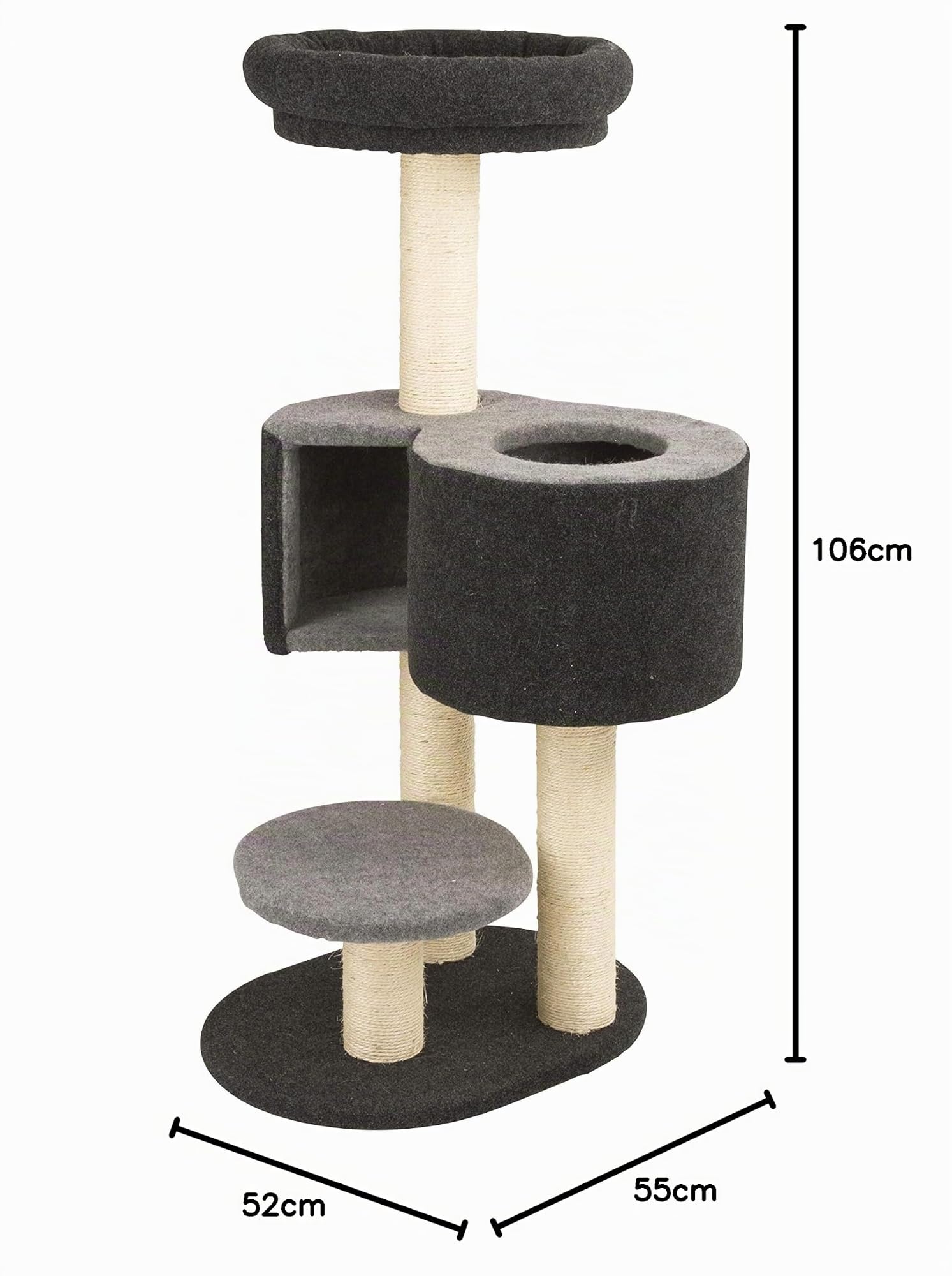 kerbl-pet-kratzbaum-fridolin-filz-grau-55-x-52-x-106-cm-mit-h-hle image 5