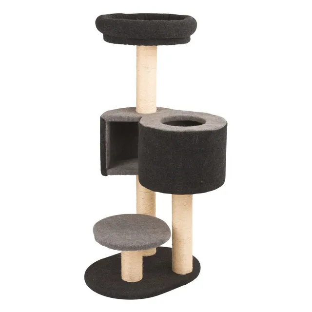 kerbl-pet-kratzbaum-fridolin-filz-grau-55-x-52-x-106-cm-mit-h-hle image 1