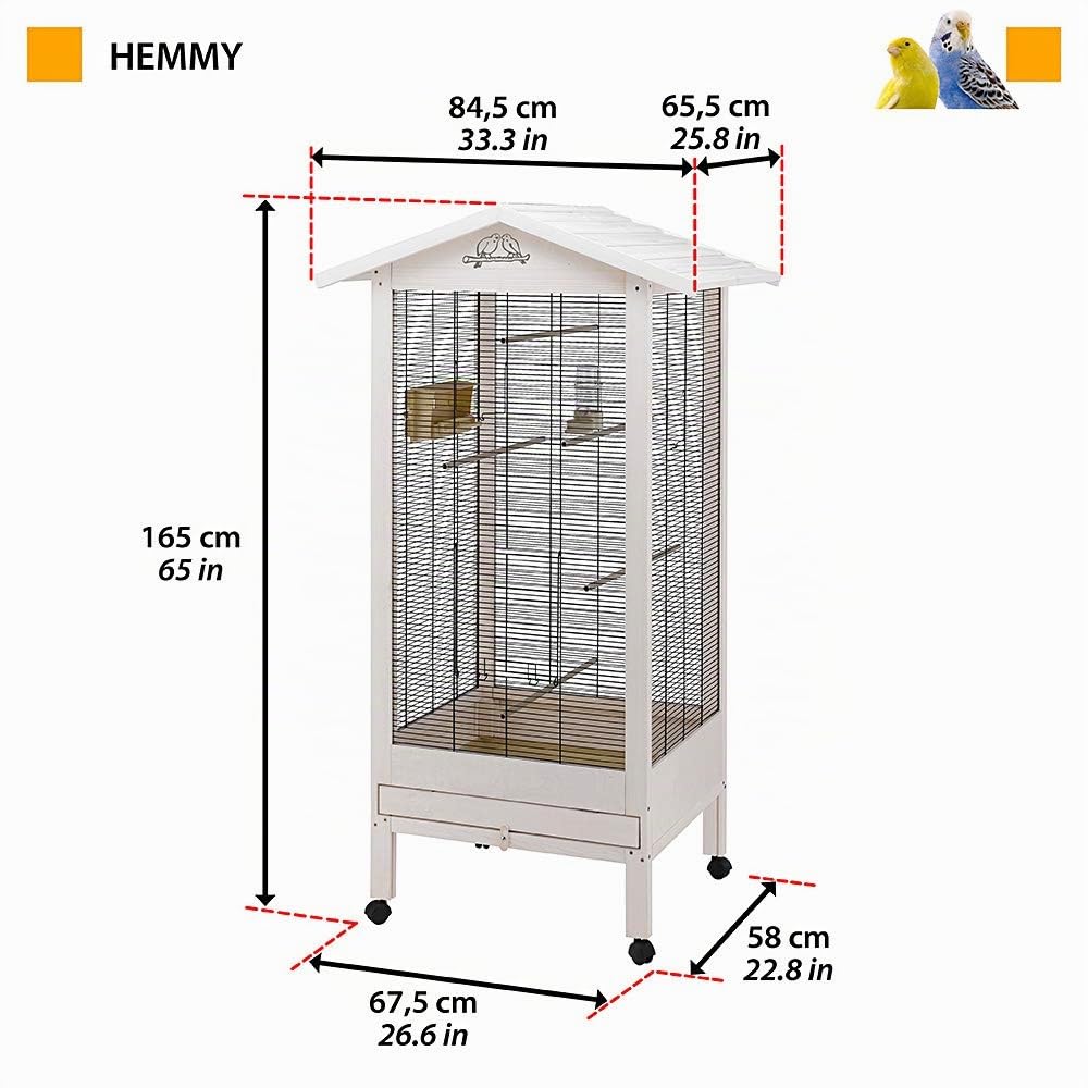 ferplast-hemmy-vogelvoliere-holz-mit-zubeh-r-und-rollen-84-5x65-5x165-cm image 2