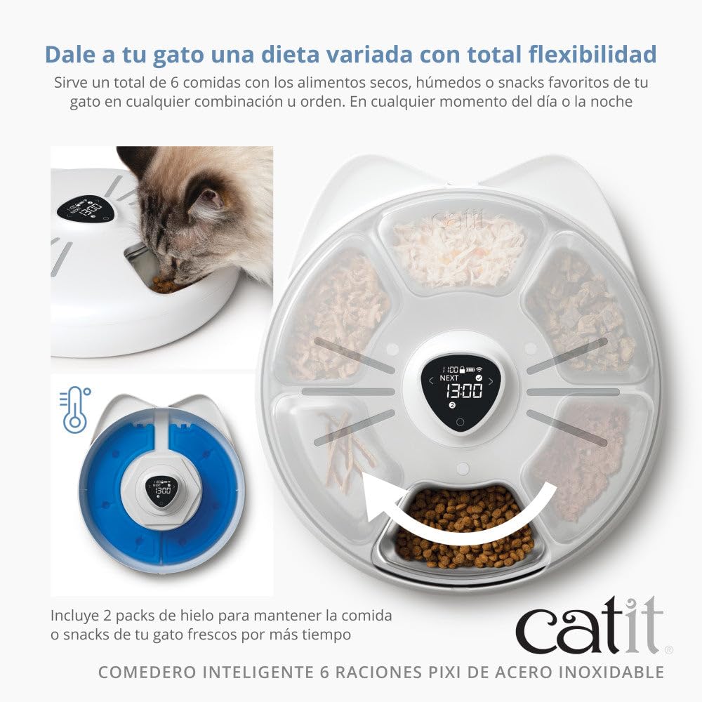 catit-pixi-intelligenter-futternapf-f-r-6-portionen-mit-edelstahlschale image 2