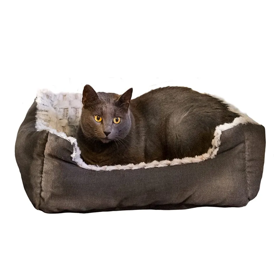 ferplast-hunde-und-katzenbett-mit-rand-grau-wei-48-x-37-x-16-cm image 1