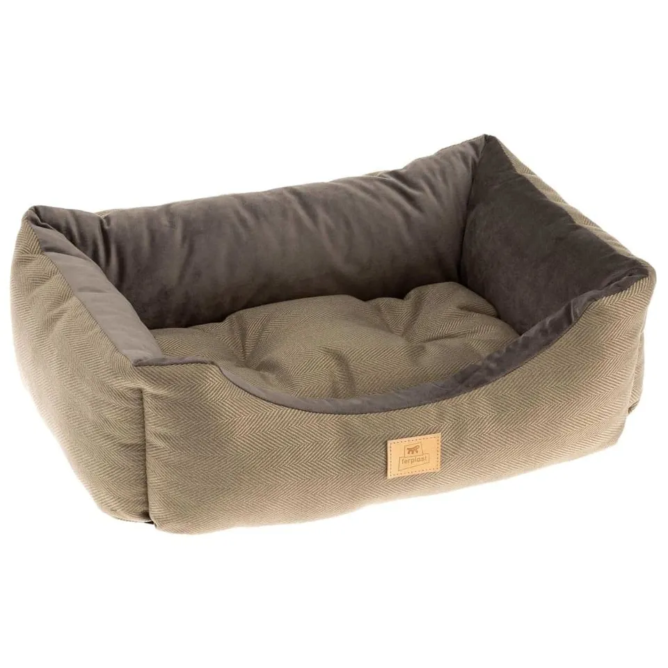 ferplast-chester-50-hundebett-katzenbett-sofa-braun-tweed-samt-55-x-45-x-h-20-cm image 1