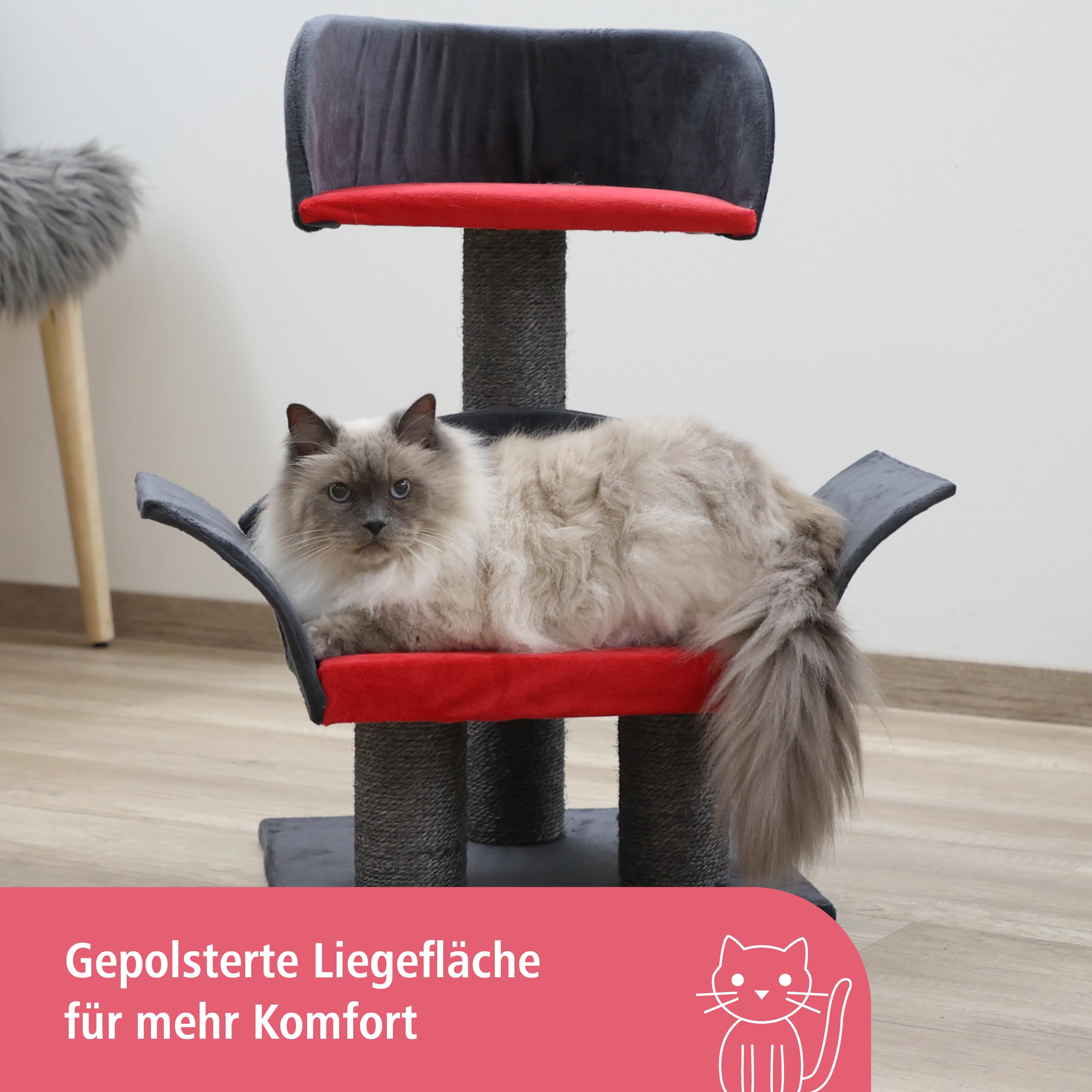 kerbl-pet-kratzbaum-lounge-deluxe-70-cm-grau-rot image 3