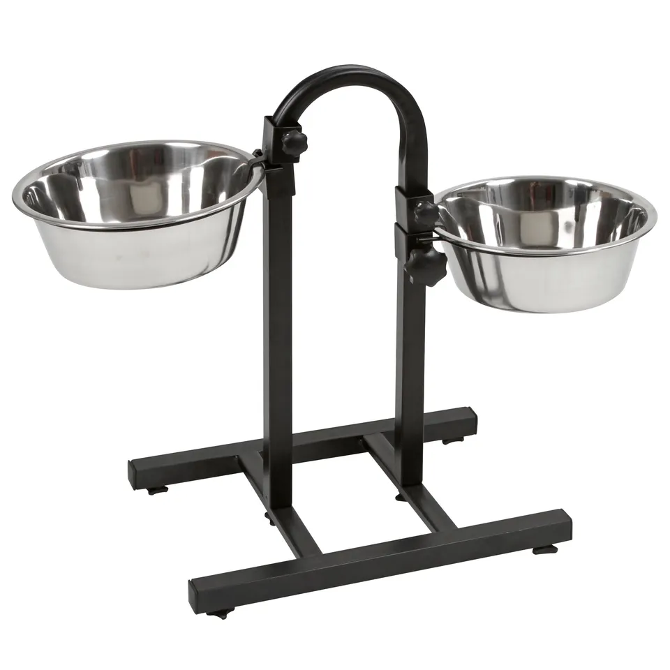 kerbl-pet-futterbar-mit-2x2800ml-edelstahln-pfen-h-henverstellbar-bis-45-cm image 1