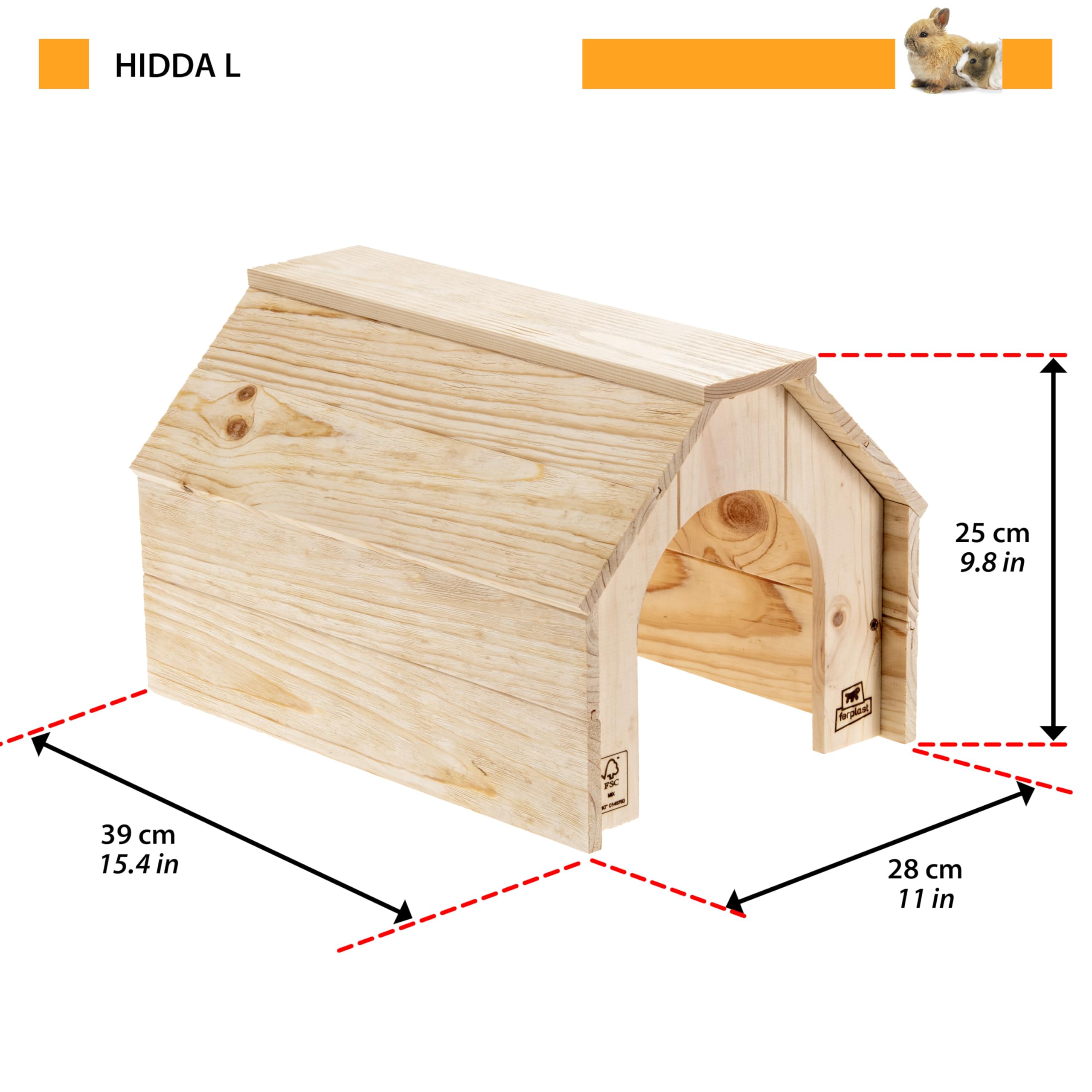 ferplast-hidda-l-kleintierhaus-aus-fsc-holz-39-x-28-x-h-25-cm image 2