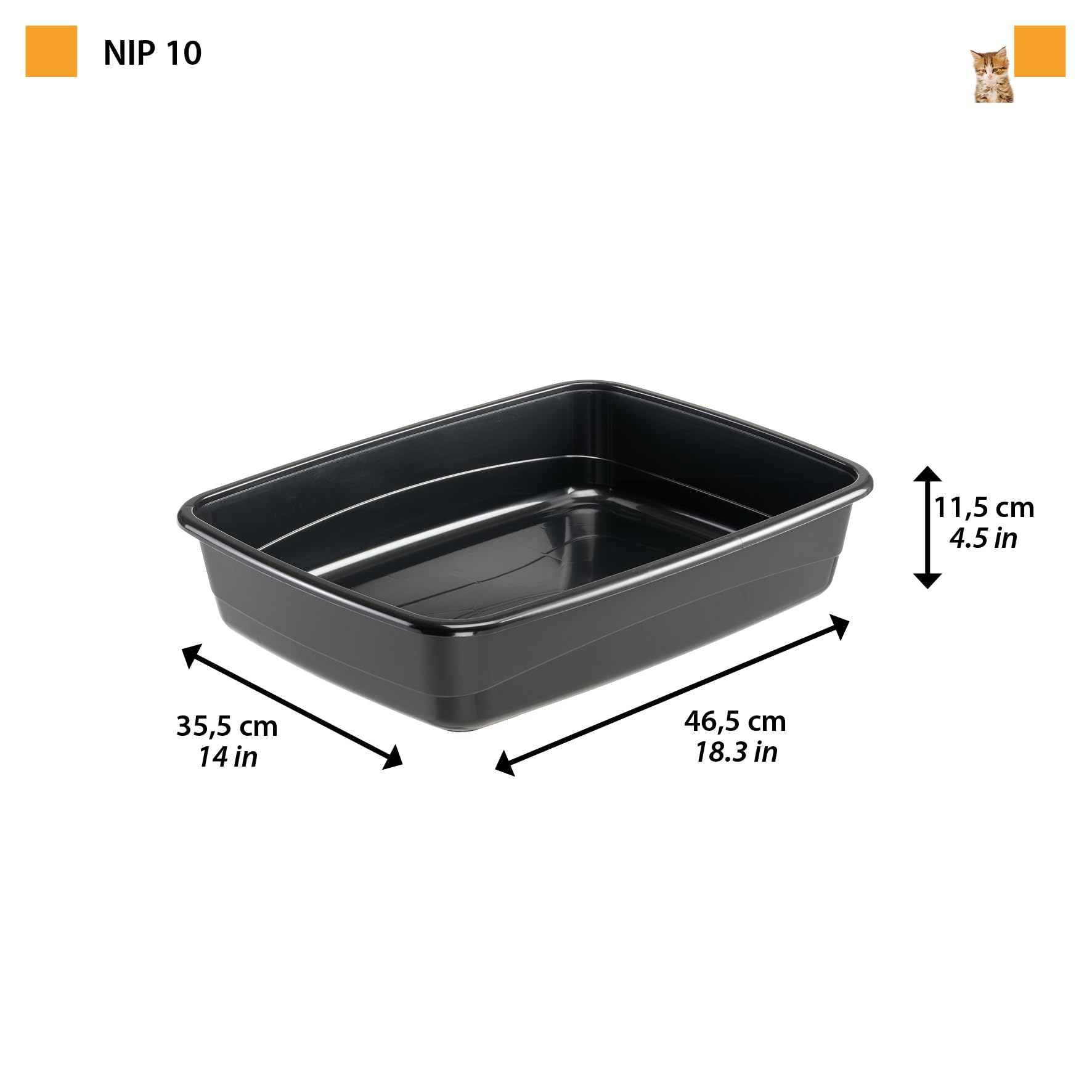 ferplast-nip-10-offene-katzentoilette-schwarz-46-5-x-35-5-x-h-11-5-cm image 2