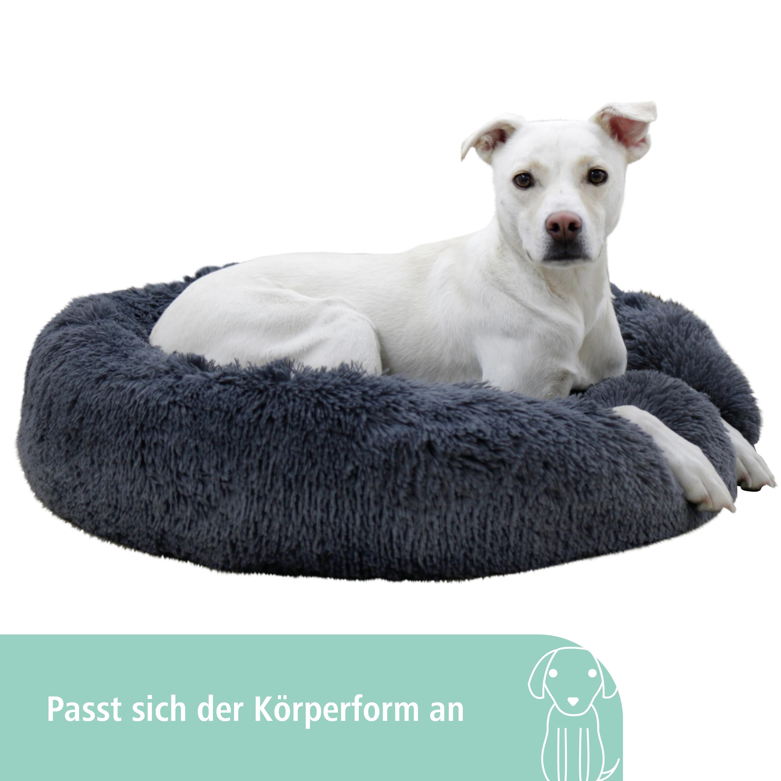 kerbl-pet-kuschelbett-fluffy-rund-hundebett-und-katzenbett-grau-60-cm-x-h-18-cm image 4