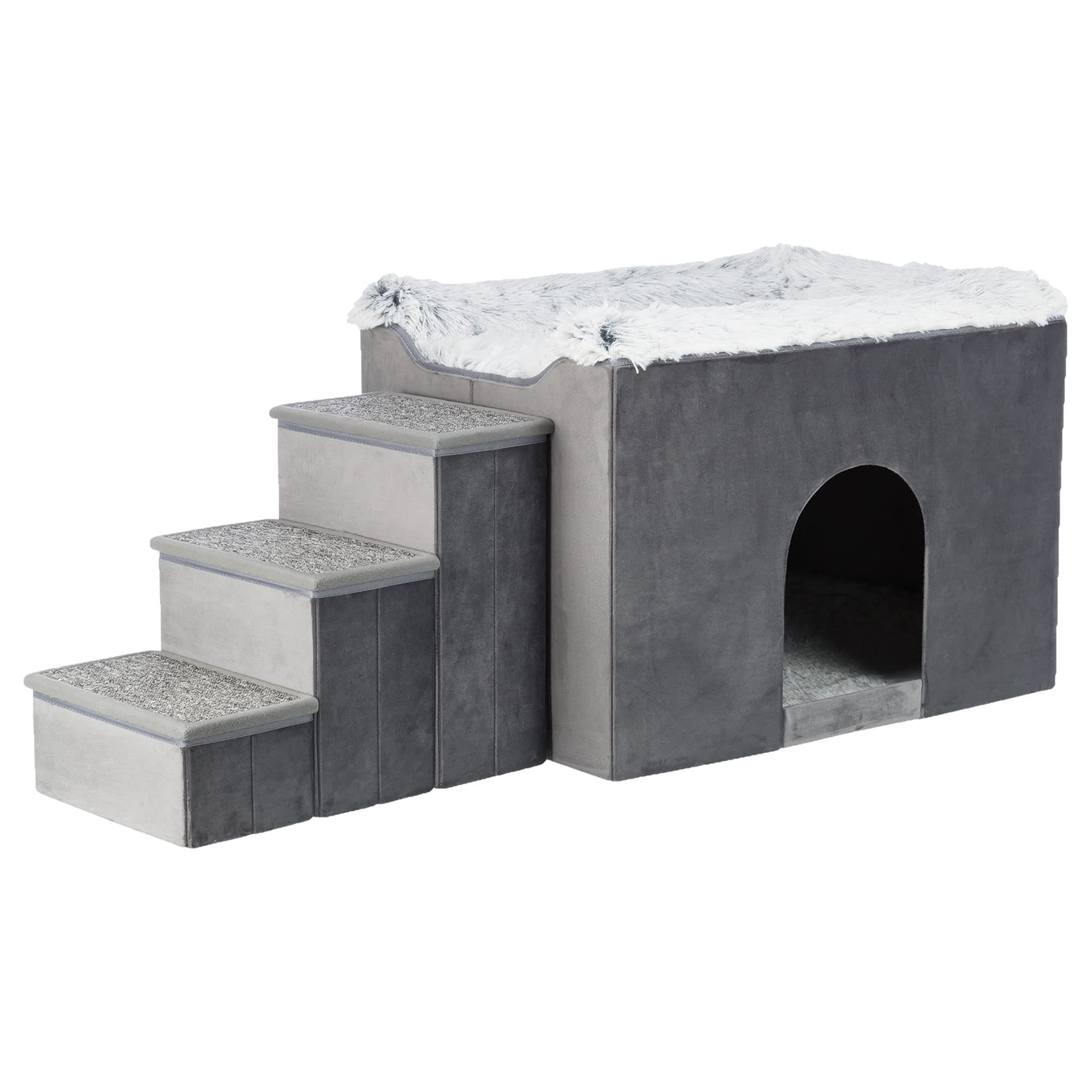 trixie-h-hle-harvey-mit-treppe-135-x-47-x-50-cm-grau-wei-schwarz image 1