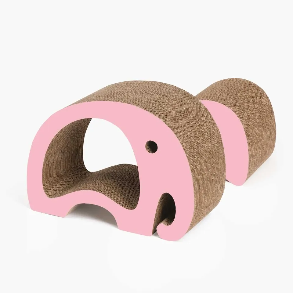 catit-zoo-elefant-2-in-1-kratzbaum-rosa-aus-wellpappe image 1