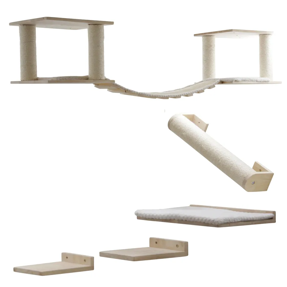 kerbl-pet-katzenspielplatz-top-xl-kletterwand-holz-natur-wei-7-teilig-bis-5-kg image 1