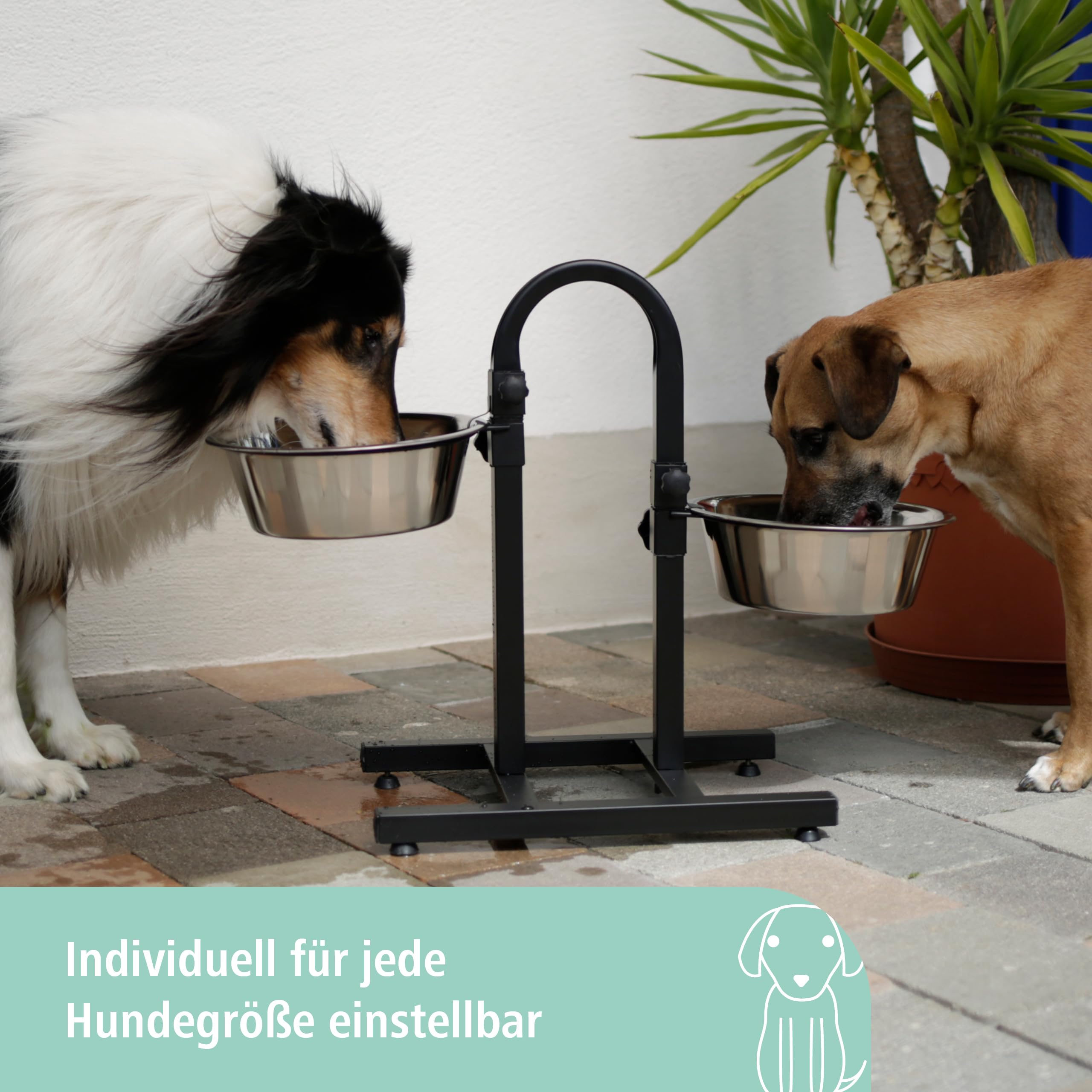 kerbl-pet-futterbar-mit-2x2800ml-edelstahln-pfen-h-henverstellbar-bis-45-cm image 2