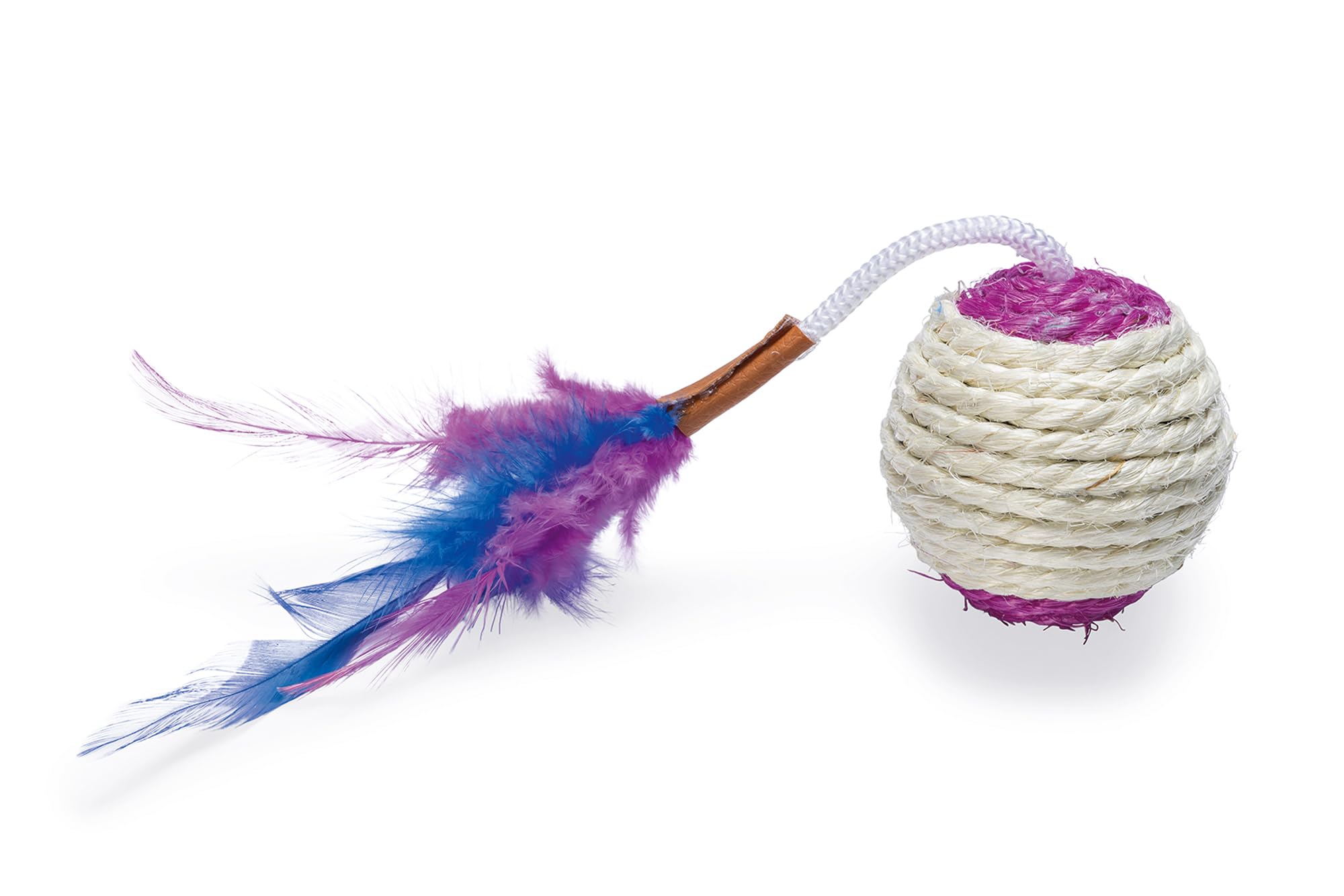 karlie-spielb-lle-mit-feder-und-rassel-katzenspielzeug-sisal-6-cm-sortiert image 1