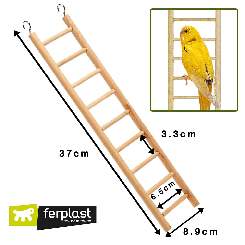 ferplast-holzleiter-escalera-9-x-1-1-x-37-cm-f-r-wellensittiche-und-kakadus image 2