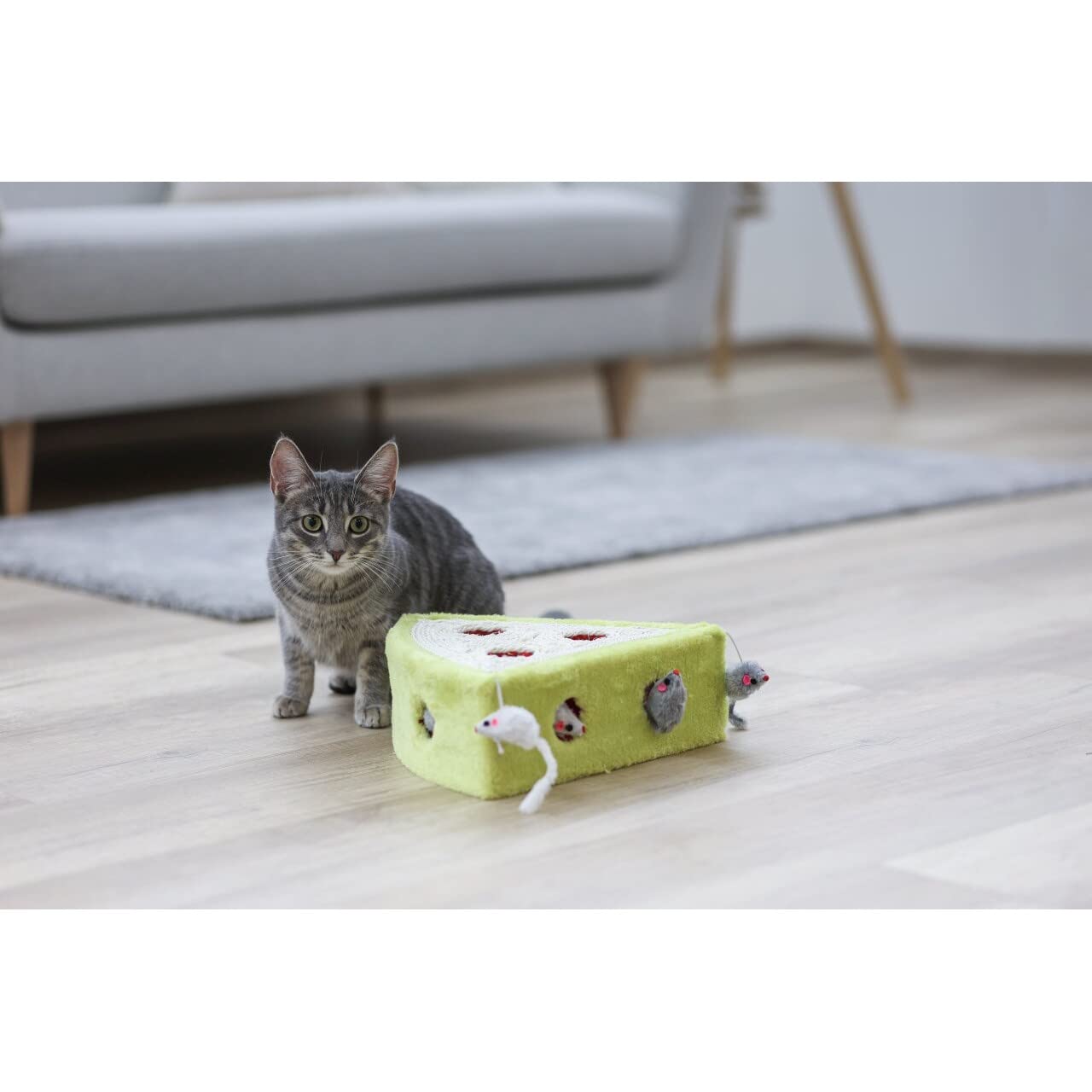 kerbl-pet-sisalspielzeug-cheesy-katzenspielzeug-28-x-28-x-10-cm-mit-spielm-usen image 3
