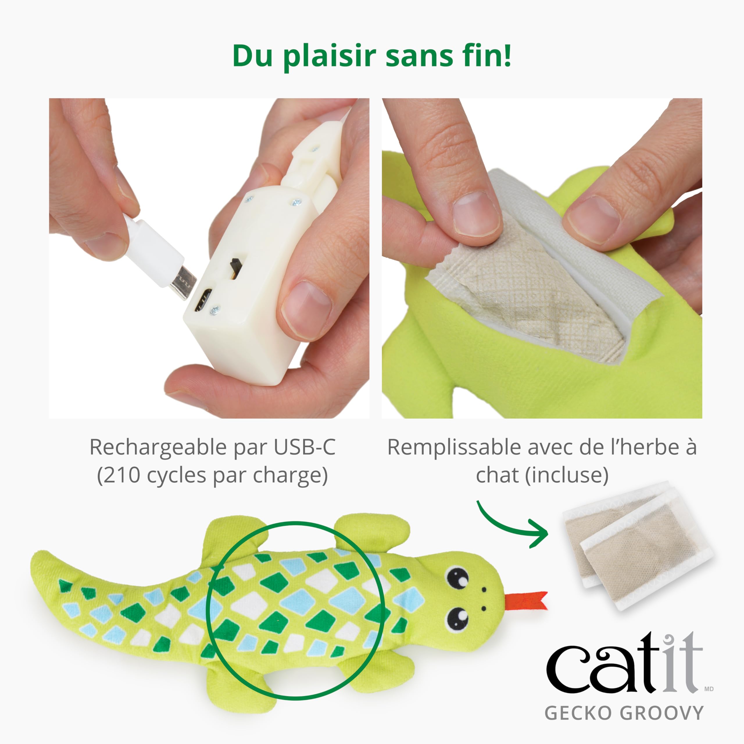 catit-groovy-mini-gecko-green-bewegliches-katzenspielzeug-mit-katzenminze-usb-c image 5