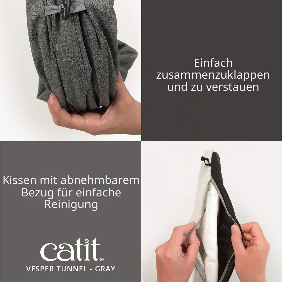 catit-vesper-tunnel-katzenm-bel-mit-schlafkissen-grau image 4