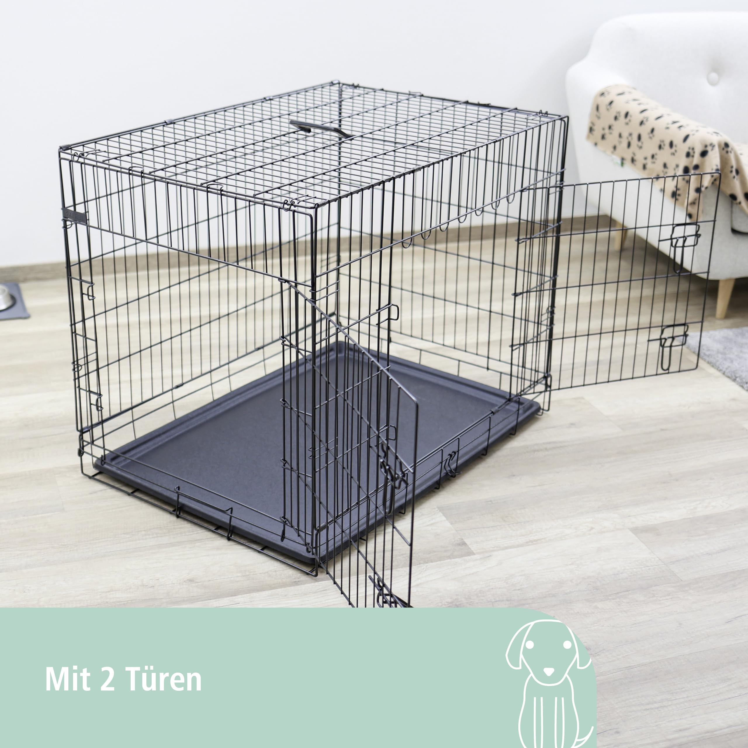 kerbl-pet-gittertransportbox-hund-2-t-rig-schwarz-76x54x64-cm image 2