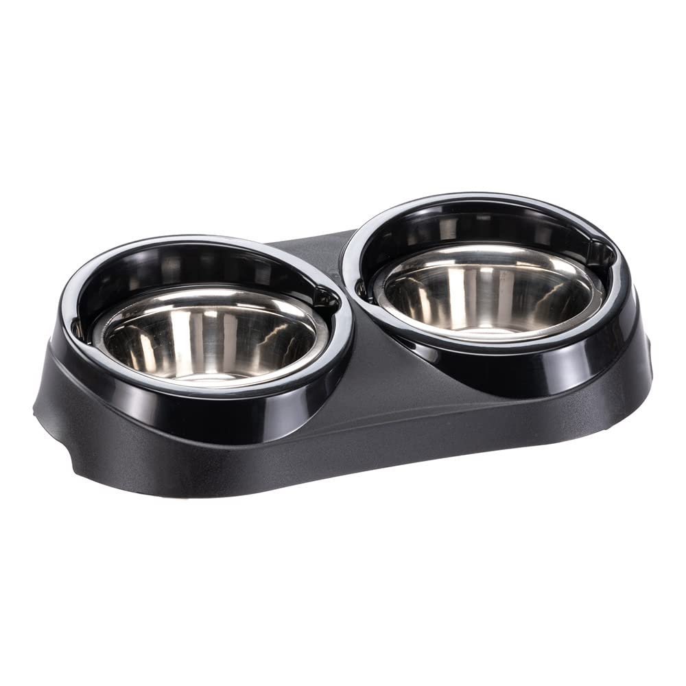 ferplast-duo-feed-doppelnapf-mit-2-edelstahlschalen-1-liter-grau-38-5x20x9-cm image 4