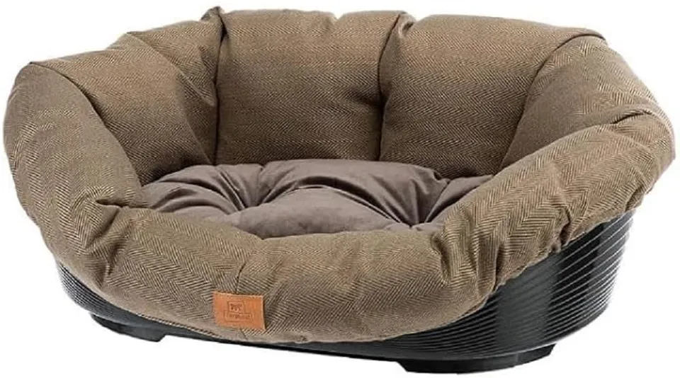 ferplast-sofa-4-tweed-hunde-und-katzenbett-mit-kissen-kunststoffkorb-64-x-48-x-h image 1