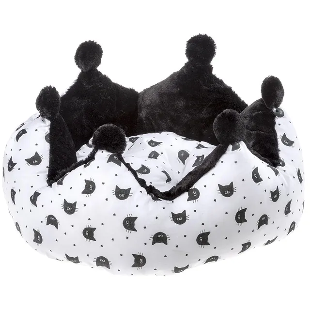 ferplast-mikado-gepolstertes-katzenbett-wild-schwarz-wei-60-x-55-x-h-30-cm image 1