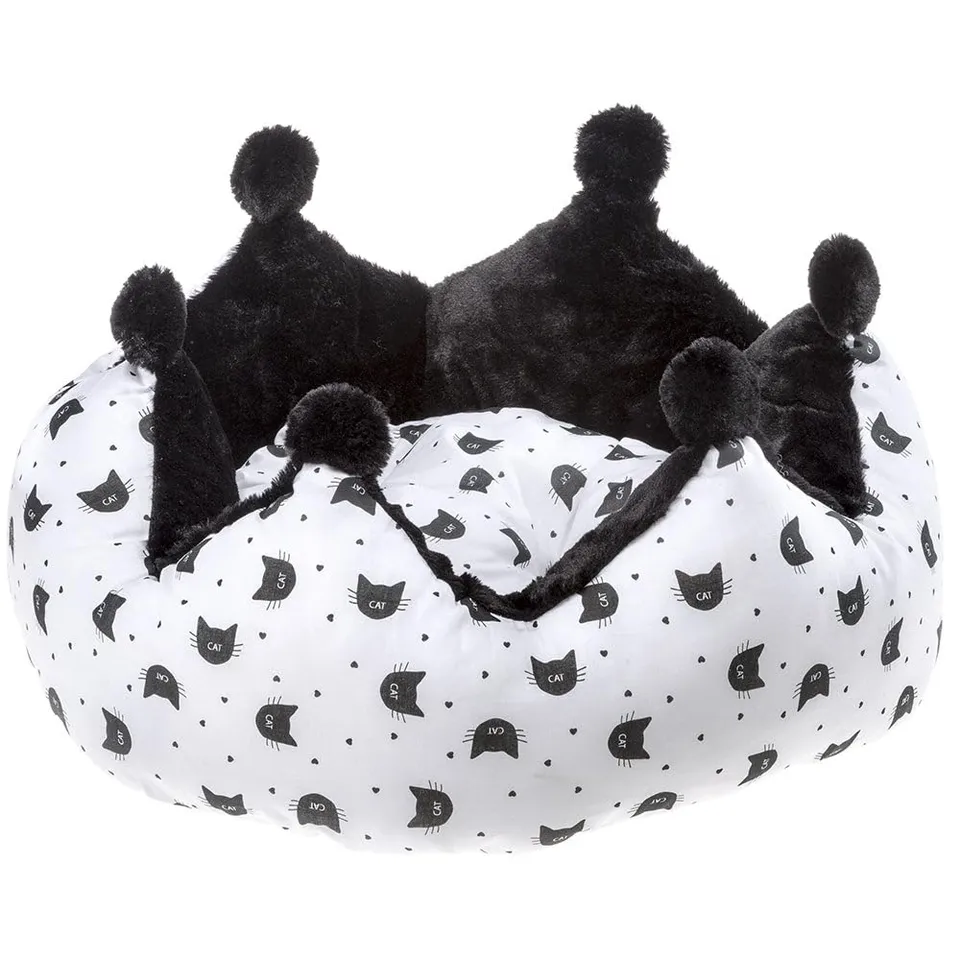 ferplast-mikado-gepolstertes-katzenbett-wild-schwarz-wei-60-x-55-x-h-30-cm image 1