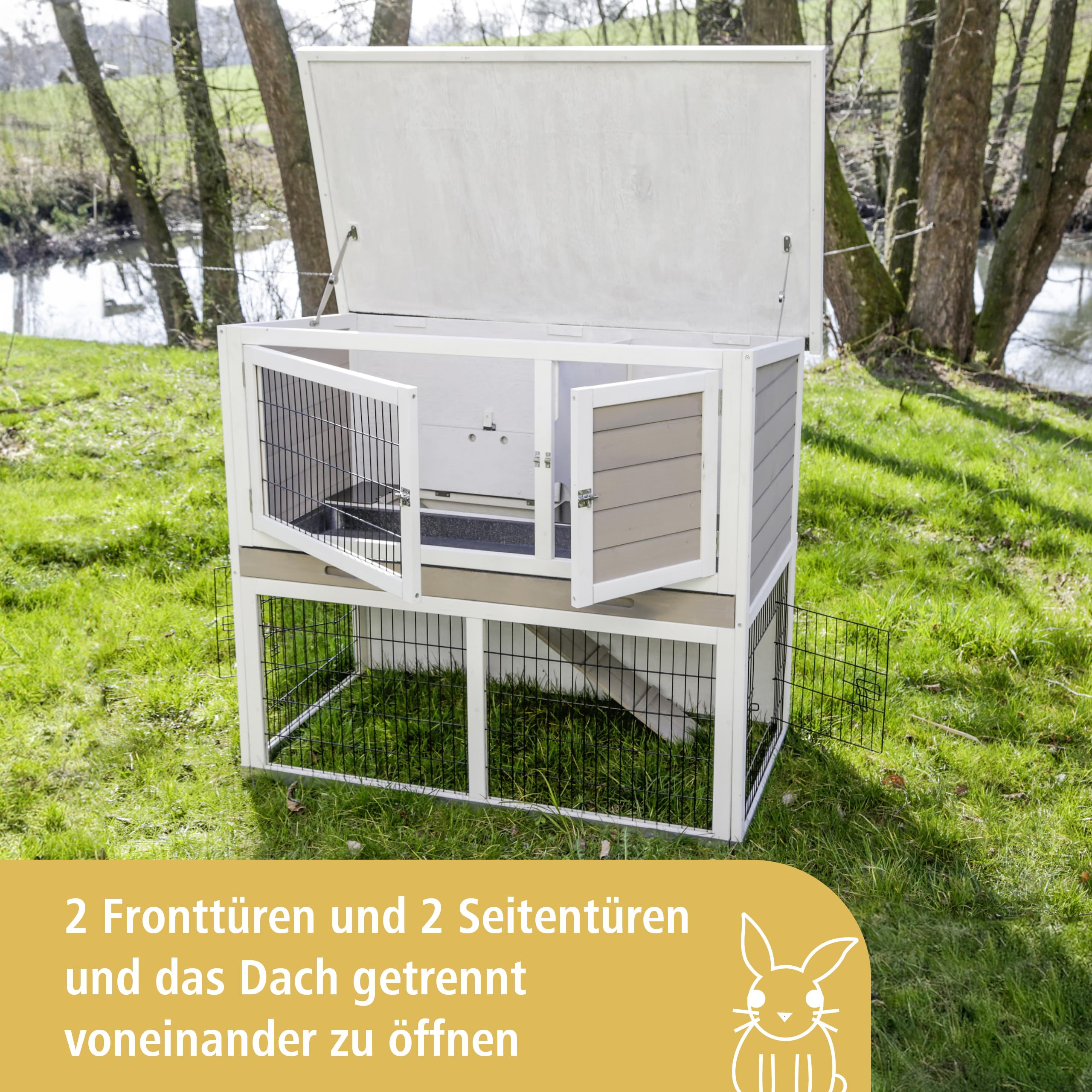kerbl-lucky-nagerstall-kleintierstall-holz-115x65x100-cm-mit-freigehege image 2
