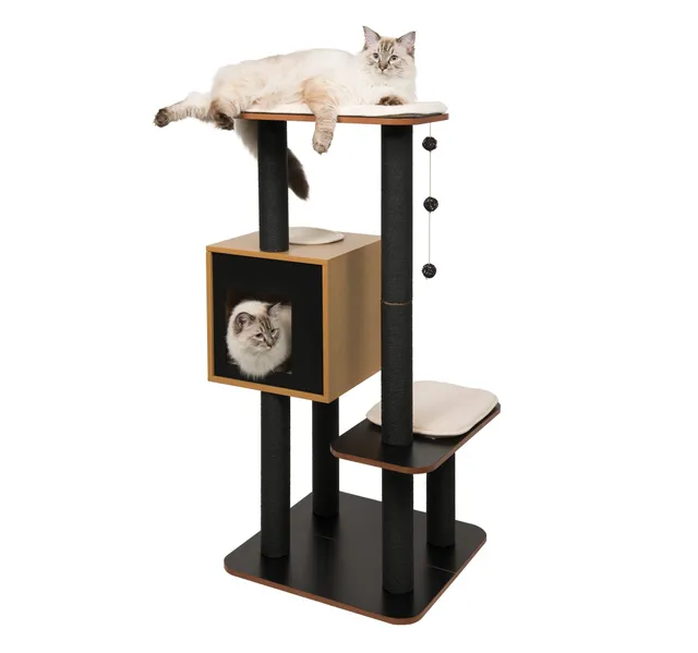 catit-vesper-highbase-52046-schwarz-katzenm-bel-kubus-h-hle-mit-zwei-plattformen image 1